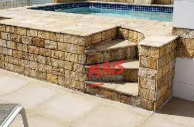 Cobertura duplex,  próximo a praia, 277m², piscina e churrasqueira, no gonzaga em santos