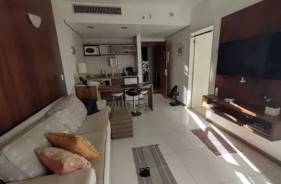 Flat 1 dormitório com suite, decorado andar alto, vista mar, garagem