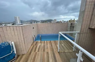 Cobertura Triplex no Centro de São Vicente, 2 Quartos (1 Suíte), Área Gourmet, Piscina, 2 Vagas Demarcadas