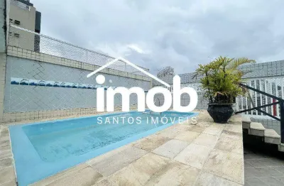 Apartamento duplex, com 3 dormitórios (1 suíte), 1 vaga demarcada, próximo da praia, andar alto, 118 m² - gonzaga - santos/sp