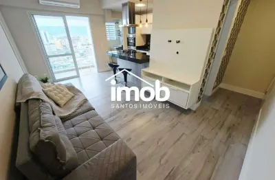 Apartamento de 1 dormitório para alugar próximo à praia, andar alto, lazer, vista livre - boqueirão, santos/sp