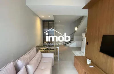 Flat no coração do gonzaga (mobiliado), 2 quartos, 1 vaga, andar alto, próximo da praia, lazer