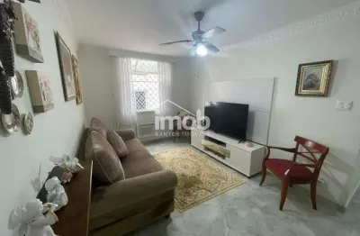 Apartamento reformado no gonzaga, 2 quartos, frente, 1 vaga