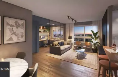 Apartamento de 02 dormitórios. 59m² privativos, churrasqueira e vaga, com suíte