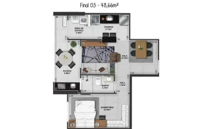 Apartamento com 1 quarto à venda na Rua Oswaldo de Oliveira, Boqueirão, Praia Grande