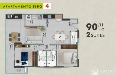 Apartamento com 2 quartos à venda na vila guilhermina praia grande/sp