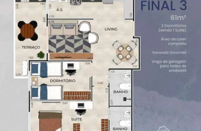 Apartamento com 2 quartos à venda na vila guilhermina praia grande/sp
