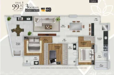 Apartamento com 3 quartos à venda na vila guilhermina praia grande/sp