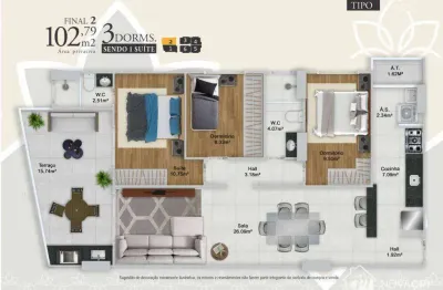 Apartamento com 3 quartos à venda na vila guilhermina praia grande/sp