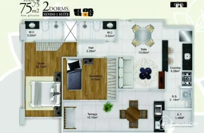 Apartamento com 2 quartos à venda na vila guilhermina praia grande/sp
