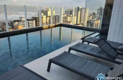Apartamento vista mar com 2 quartos na vila guilhermina em praia grande/sp