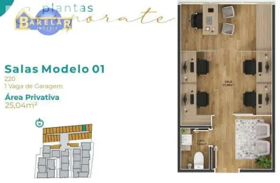 Sala à venda em florianópolis, ingleses do rio vermelho, com 25.4 m²