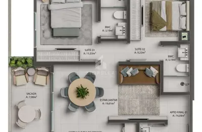 Apartamento com 02 dormitórios, 2 suítes em palmas do arvoredo, governador celso ramos/sc