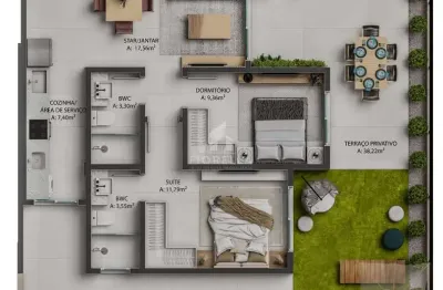 Apartamento garden, com 02 dormitórios, 1 suíte, palmas do arvoredo, governador celso ramos - sc