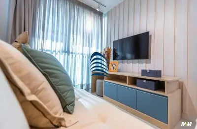 Apartamento de 42m2, no duetto barra, a 50m da praia, 150m do farol da barra, novo vista-mar. totalmente mobiliado, pronto para morar ou para aluguel por temporada. próximo a bares, restaurantes, farm