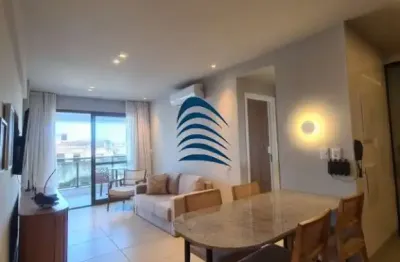 Apartamento quarto e sala, finamente decorado, 48 m², nascente, vista mar parcial na barra