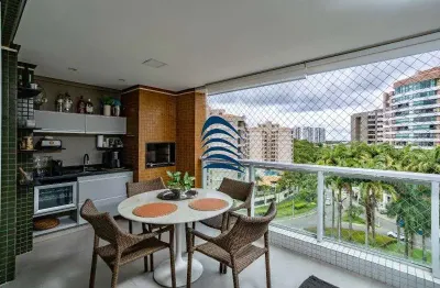 Forest ville - alphaville i, apartamento com 3 suítes, sendo a master com closet, sala ampla, lavabo, varanda gourmet com churrasqueira a carvão.