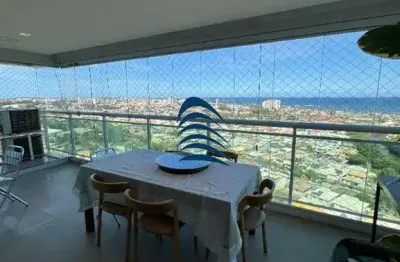 Apartamento no art residenc com varanda ampla, vista mar definitiva, projeto de iluminação, teto rebaixado, 144m , 04 quartos, 03 suítes