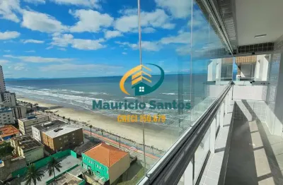 Apartamento em mongaguá, bairro centro, pronto para morar, 2 dormitórios sendo 1 suíte, sacada envidraçada com vista para o mar, residencial frente ao mar, lazer completo!