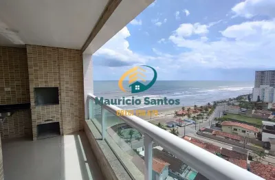Apartamento em mongaguá, bairro vera cruz, 2 dormitórios sendo 1 suíte, terraço gourmet com vista para o mar, residencial frente ao mar e com lazer completo, piscina com borda infinita.