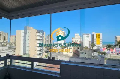 Apartamento em mongaguá, jardim marina, mobiliado, 2 dormitórios sendo 1 suíte, sacada com vista para o mar no melhor espaço da cidade! quadra do mar!