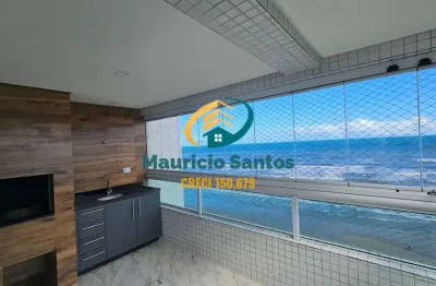 Apartamento em praia grande, barro solemar, semi mobiliado, 3 dormitórios sendo 1 suíte, sacada com churrasqueira com vista permanente para o mar, residencial com lazer, piscinas.