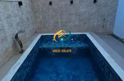 Sobrado geminado em mongaguá, bairro jardim aguapeú, novo e com 3 suítes, lavabos e demais dependências, churrasqueira e piscina privativas!!