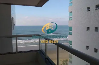 Apartamento em mongaguá, bairro centro, semi mobiliado, 2 dormitórios sendo 1 suíte, sacada vista mar, residencial com lazer completo frente ao mar.