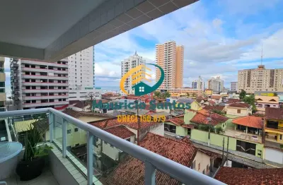 Apartamento mobiliado em mongaguá, bairro centro, 2 dormitórios sendo 1 suíte, sacada vista mar, residencial com lazer completo no coração da cidade!
