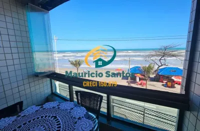 Apartamento em mongaguá, bairro vila são paulo, mobiliado, 2 dormitórios sendo 1 suíte, sacada frente ao mar, residencial com elevador, região central!!