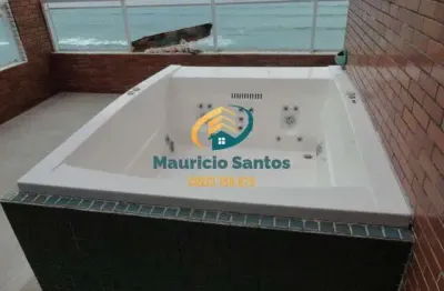 Apartamento tipo cobertura duplex em mongaguá, bairro jardim marina, 3 dormitórios sendo 1 suíte, 3 vagas, residencial frente ao mar com piscina na cobertura.
