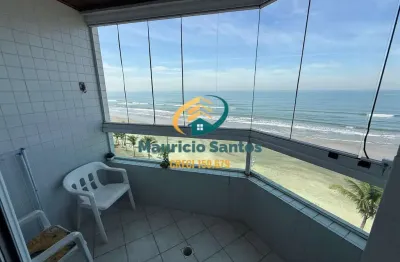 Apartamento em Mongaguá, bairro Jardim Praia Grande, vista permanente para o mar, 2 dormitórios sendo 1 suíte, Residencial frente ao mar, lazer com salão de festas e jogos.