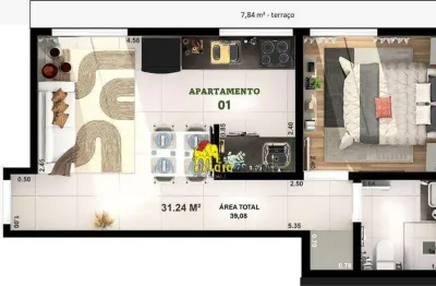 Apartamento com 1 dormitório à venda, 33 m² por r$ 239.000,00 - jardim líbano - são paulo/sp