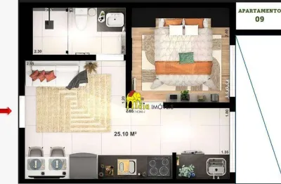 Apartamento com 1 dormitório à venda, 25 m² por r$ 195.000 - jardim líbano - são paulo/sp