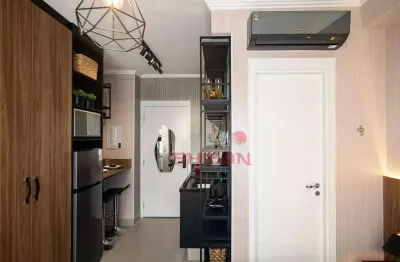 Studio totalmente mobiliado com armários moderno e internet instalado