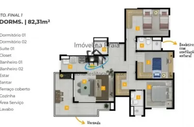 Apartamento para venda em caraguatatuba, porto novo, 3 dormitórios, 1 suíte, 2 banheiros, 2 vagas