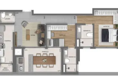 Apartamento para venda em são paulo, água branca, 2 dormitórios, 2 suítes, 3 banheiros, 1 vaga