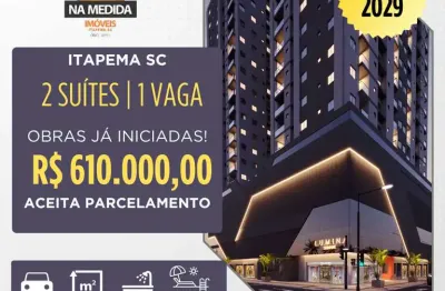 Apartamento para venda em itapema, jardim praia mar, 2 dormitórios, 2 suítes, 3 banheiros, 1 vaga