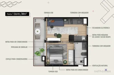 Apartamento com 1 quarto à venda na rua cunha gago, 717, pinheiros, são paulo, 31 m2 por r$ 610.000