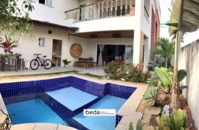 Casa alphaville natal, sala ampla, 5 suítes, piscina, área gourmet, 4 vgs, 410m2