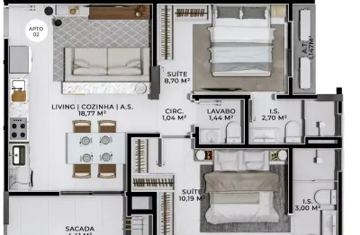 Apartamento com 2 quartos à venda no Cordeiros, Itajaí 