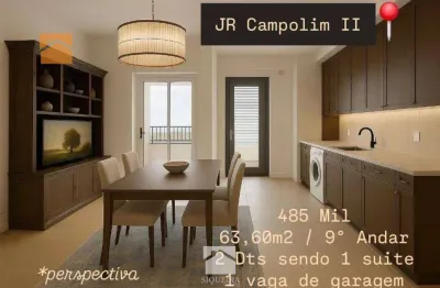 Condomínio jr campolim ii - apartamento com 2 dormitórios à venda, 63 m² por r$ 485.000 - jardim são carlos - sorocaba/sp