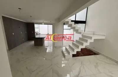 Sobrado novo 3 quartos suítes, 4 vagas, terreno 7x25m (com ou sem piscina), carmela 3, guarulhos, sp