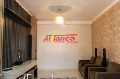 Lindo apto 2 dorms, sendo 1 suite 59 m2 sacada gourmet andar alto prox shopping maia  480 mil