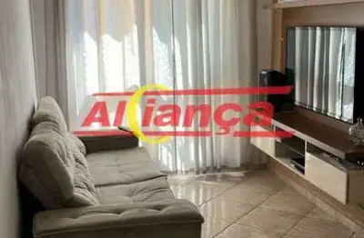 Vila galvão, apartamento 54m², 1º andar, sala 2 ambientes, varandinha,  cozinha, 2 dormitórios, 1 vg