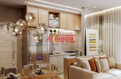 Apartamento novo de 45m², 2 dormitórios e lazer completo próximo ao Bosque Maia