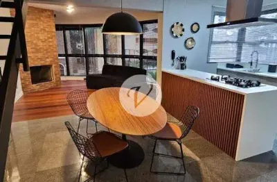 Apartamento duplex, 1 dormitório com suíte | 98m², mobiliado, jardim santo andré