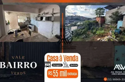 Casa com 2 dormitórios à venda, 80 m² por r$ 55.000 entrada + parcelas - vale verde - juiz de fora/mg
