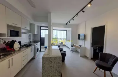 Apartamento studio mobiliado com 1 quarto para alugar, 45 m² por r$ 3.700/mês - condomínio residencial biarritz - sorocaba/sp
