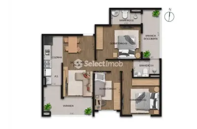 Apartamento com 3 quartos à venda na Avenida Armando Salles Oliveira, --, Parque São Vicente, Mauá